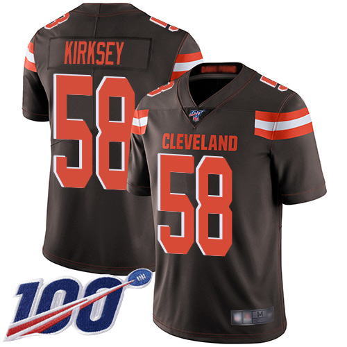 Cleveland Browns Christian Kirksey Men Brown Limited Jersey #58 NFL Football Home 100th Season Vapor Untouchable